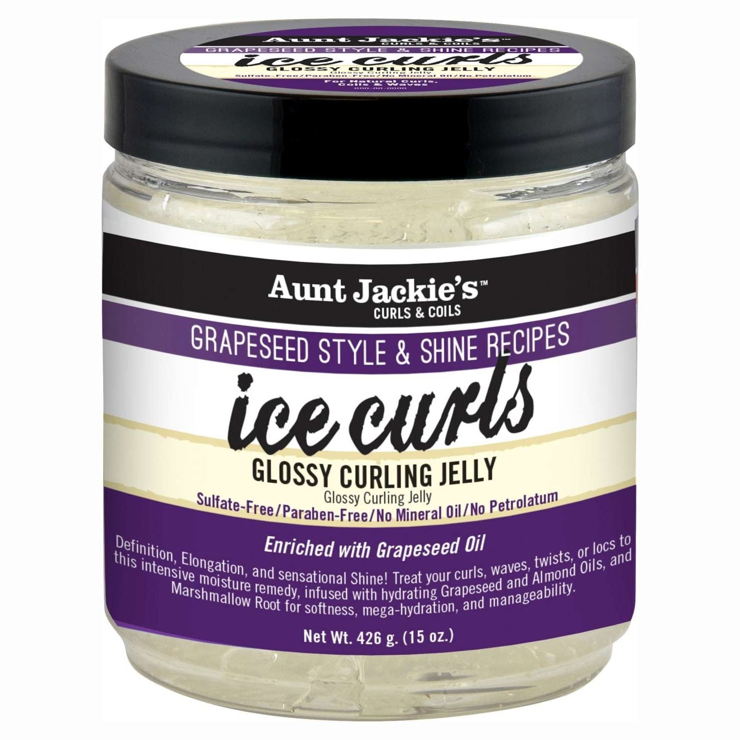 Aunt Jackie’s Grapeseed Ice Curls 15 Oz – Glossy Curling Jelly for Soft, Defined, Frizz-Free Curls Aunt Jackie’s Grapeseed Ice Curls 15 Oz – Glossy Curling Jelly for Soft, Defined, Frizz-Free Curls