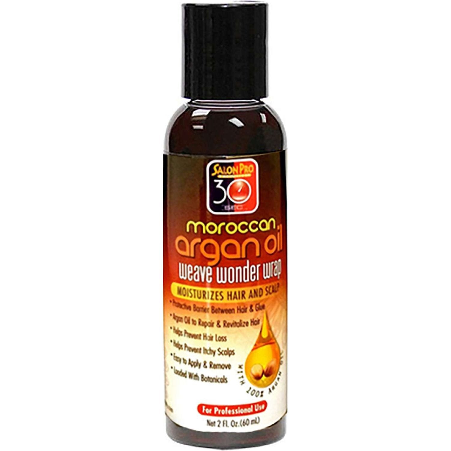 Salon Pro Weave Wond Wrap Argan Oil – Black 2 Oz – Smooth, Shine & Protect Hair Salon Pro Weave Wond Wrap Argan Oil – Black 2 Oz – Smooth, Shine & Protect Hair