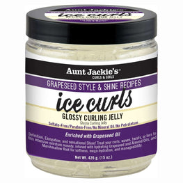 Aunt Jackie’s Grapeseed Ice Curls 15 Oz – Glossy Curling Jelly for Soft, Defined, Frizz-Free Curls